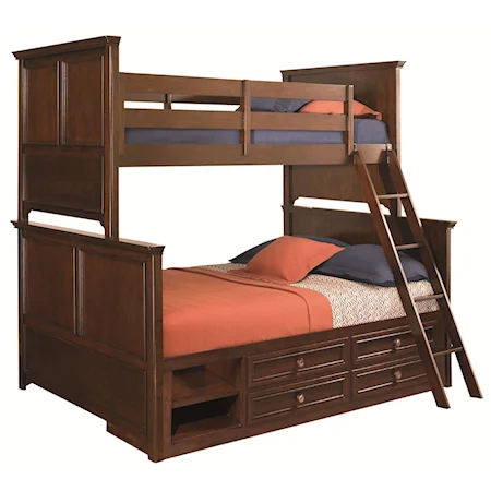 Twin over Full Bunk Bed w/ Storage and Ladder